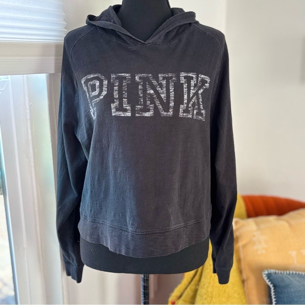 Victoria's Secret Campus Crop Hoodie Black Small